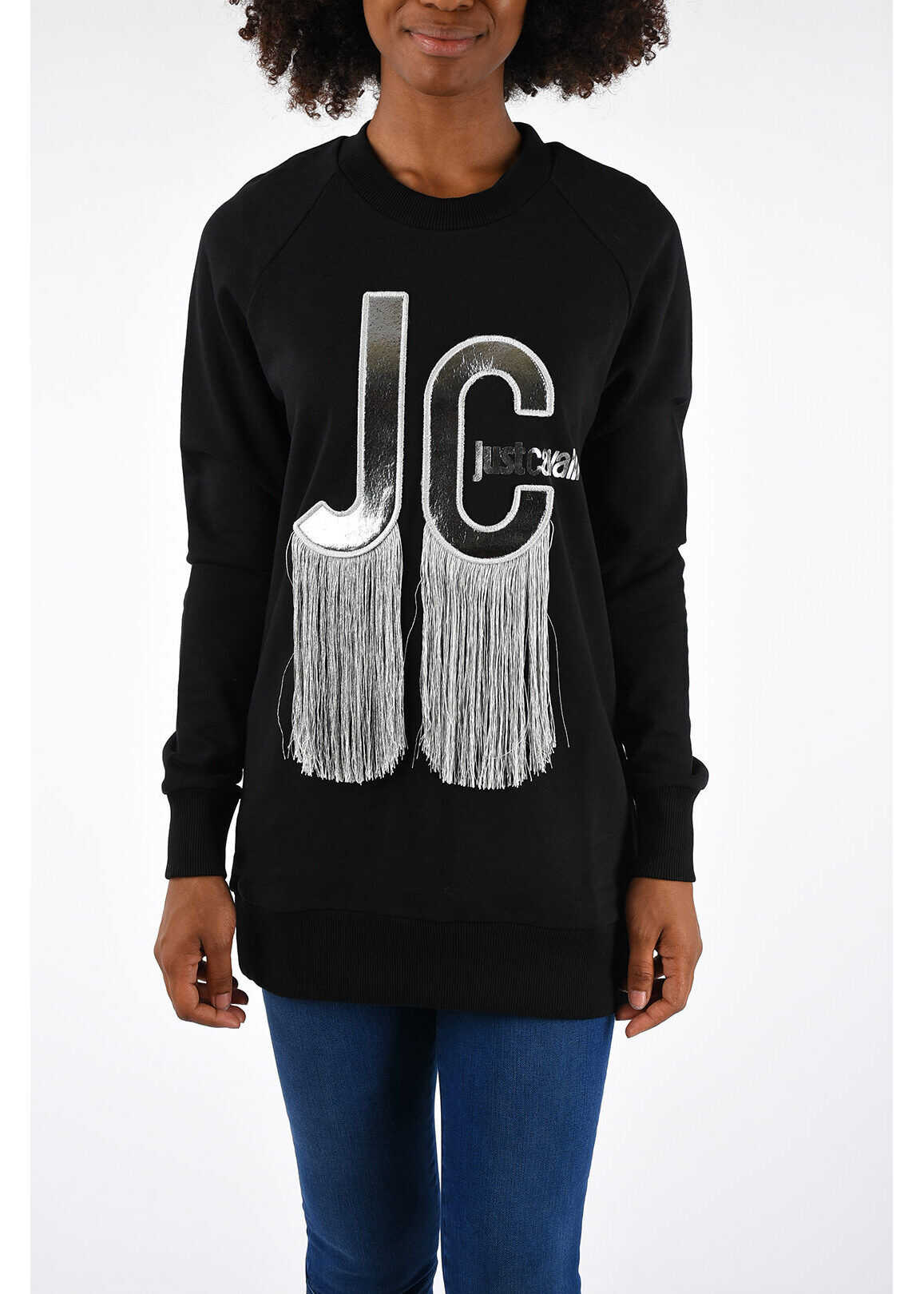 Bluza Just Cavalli Fringe Sweatshirt BLACK