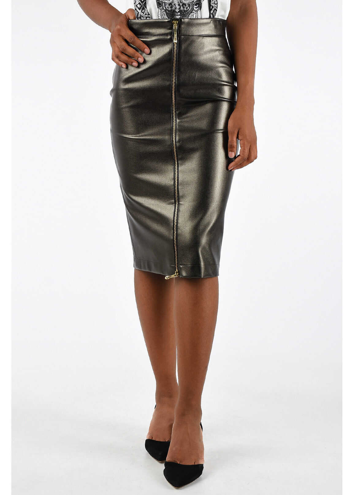 Just Cavalli Faux Leather Skirt GRAY