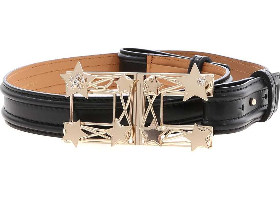 Elisabetta Franchi Black Belt With Star Logo Black