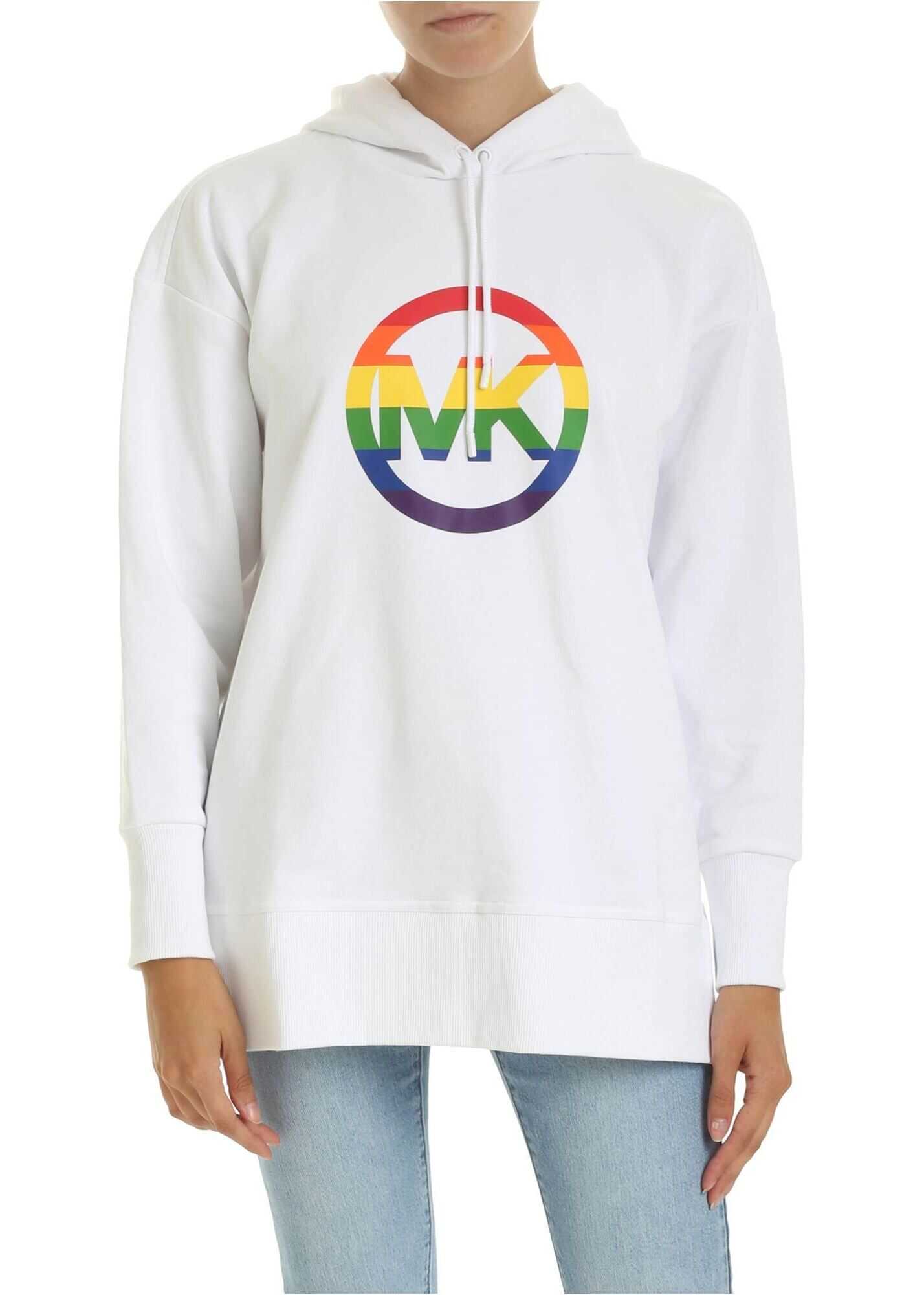 Bluza Michael Kors White Sweatshirt With Multicolor Logo White