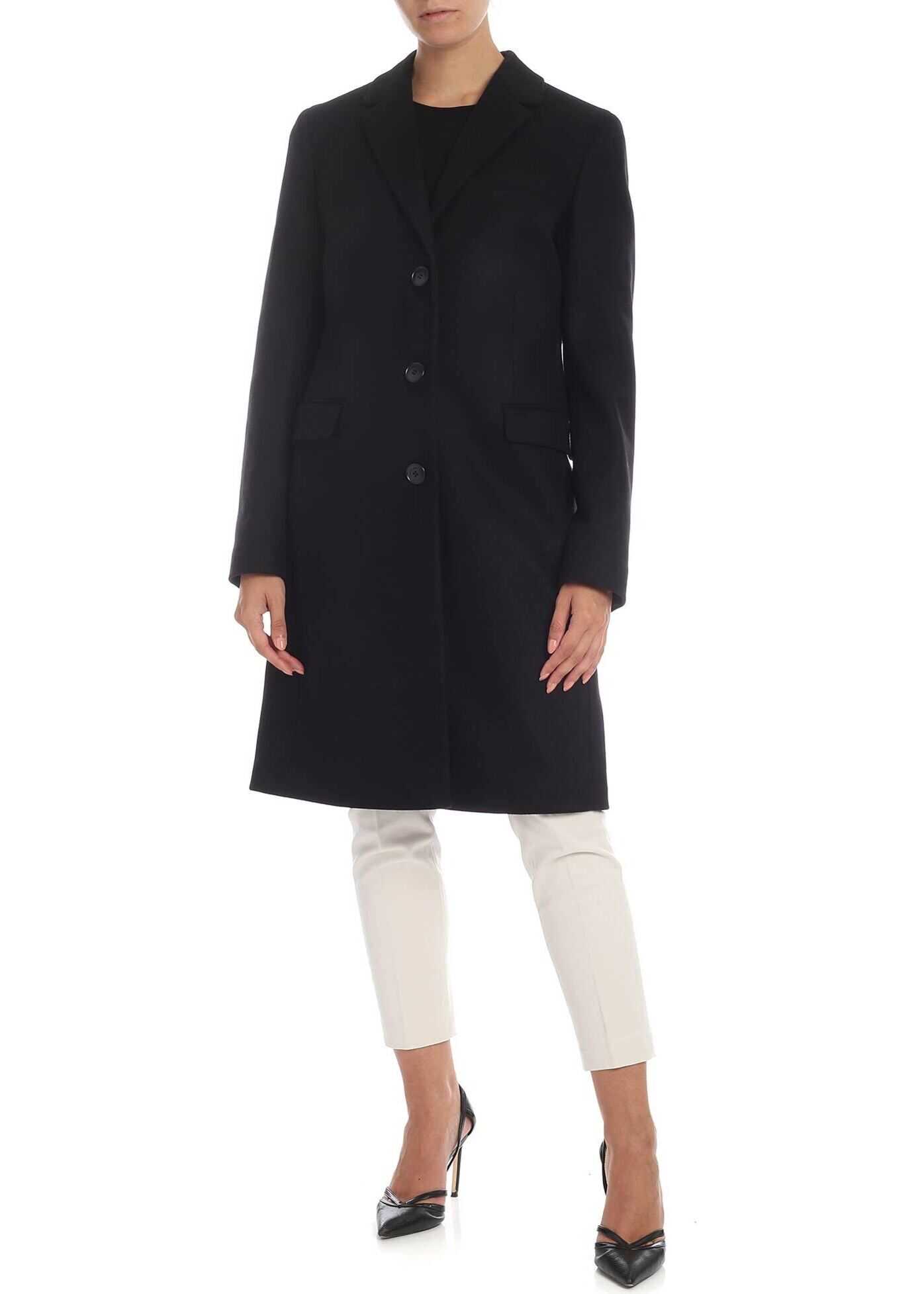 Calvin Klein Virgin Wool And Cashmere Coat In Black Black