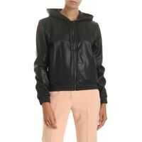 Geci de piele Eco-Leather Hooded Jacket In Black Femei