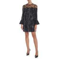 Rochii scurte Black Dress With Stars Print Femei