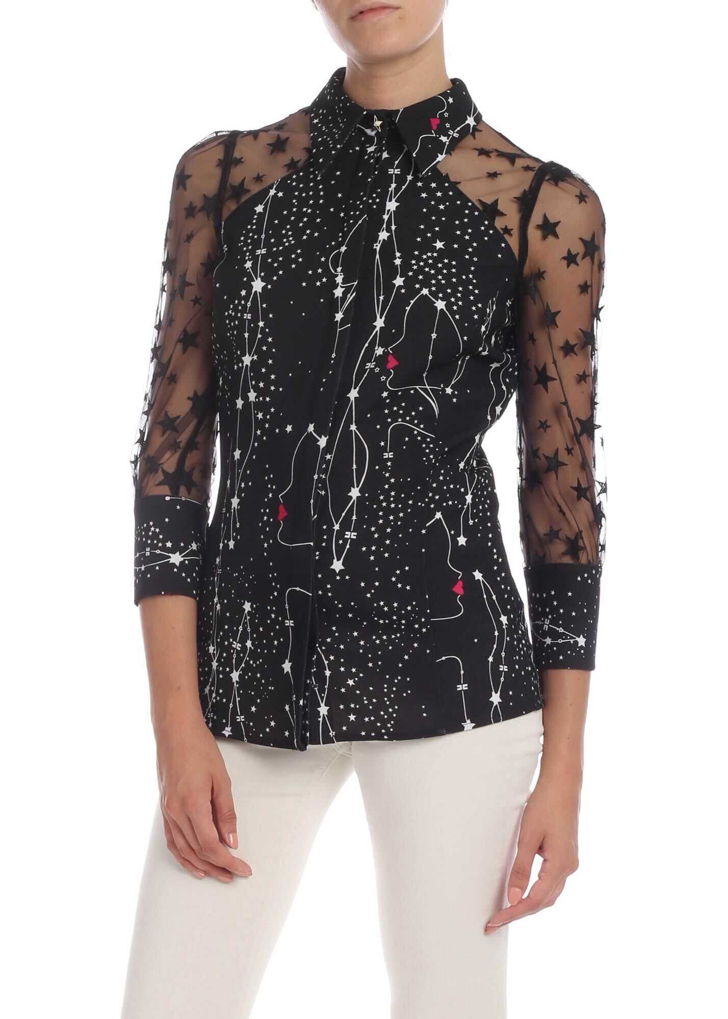 Elisabetta Franchi Black Shirt With Stars Print Black