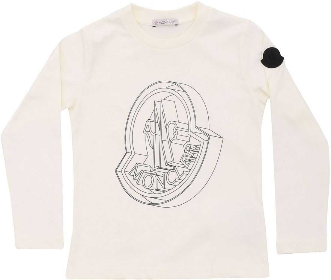 Moncler Kids Cream White Cotton T-Shirt White