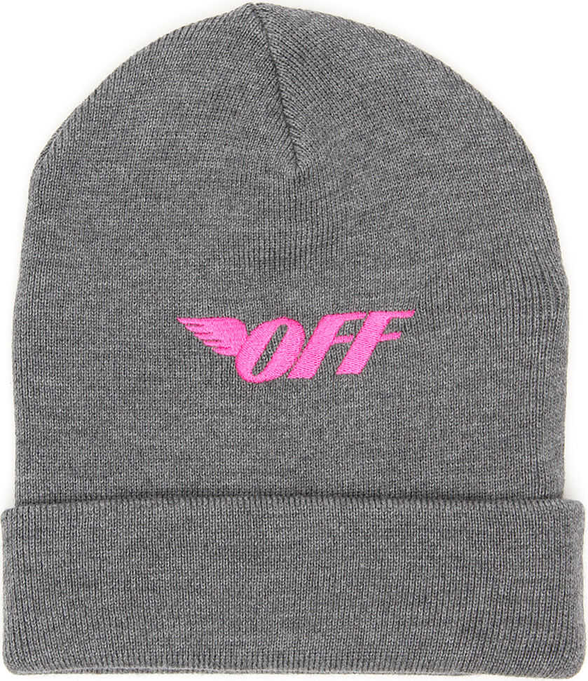 Off-White Embroidered Beanie MEDIUM GREY FUCHSIA