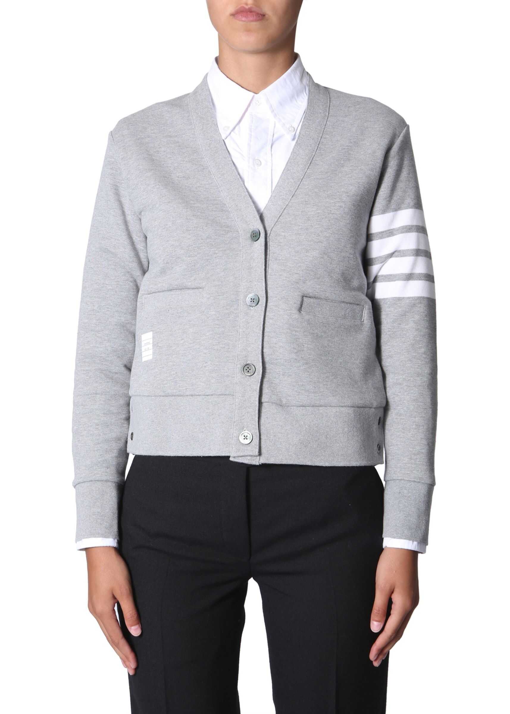 Thom Browne V-Neck Cardigan GREY