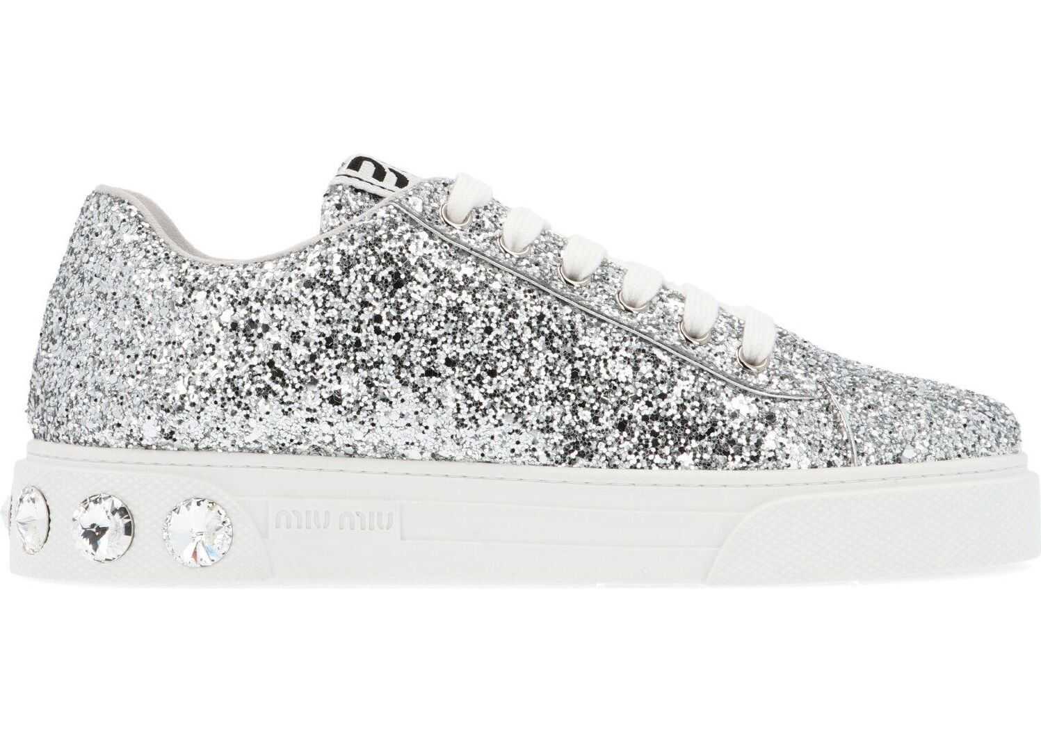 Miu Miu Leather Sneakers SILVER