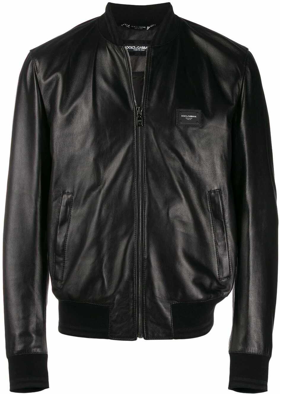 Dolce & Gabbana Leather Outerwear Jacket BLACK