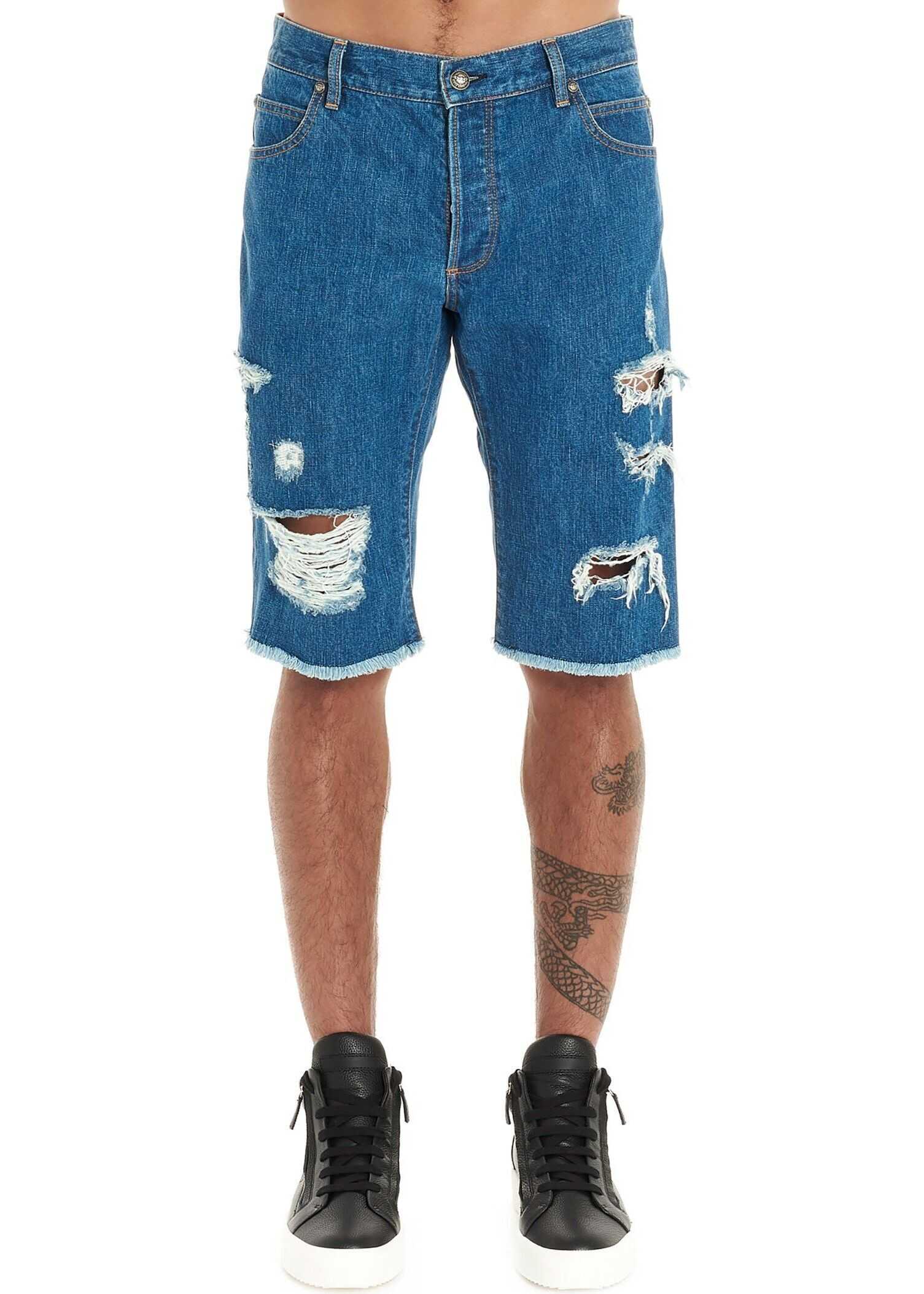 Balmain Cotton Shorts BLUE