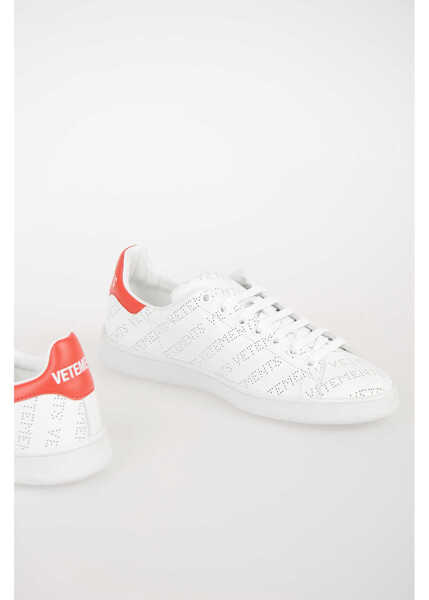 Sneakers Vetements Leather Sneakers With All-Over Perforated Logo White Femei (BM 6923240) 3