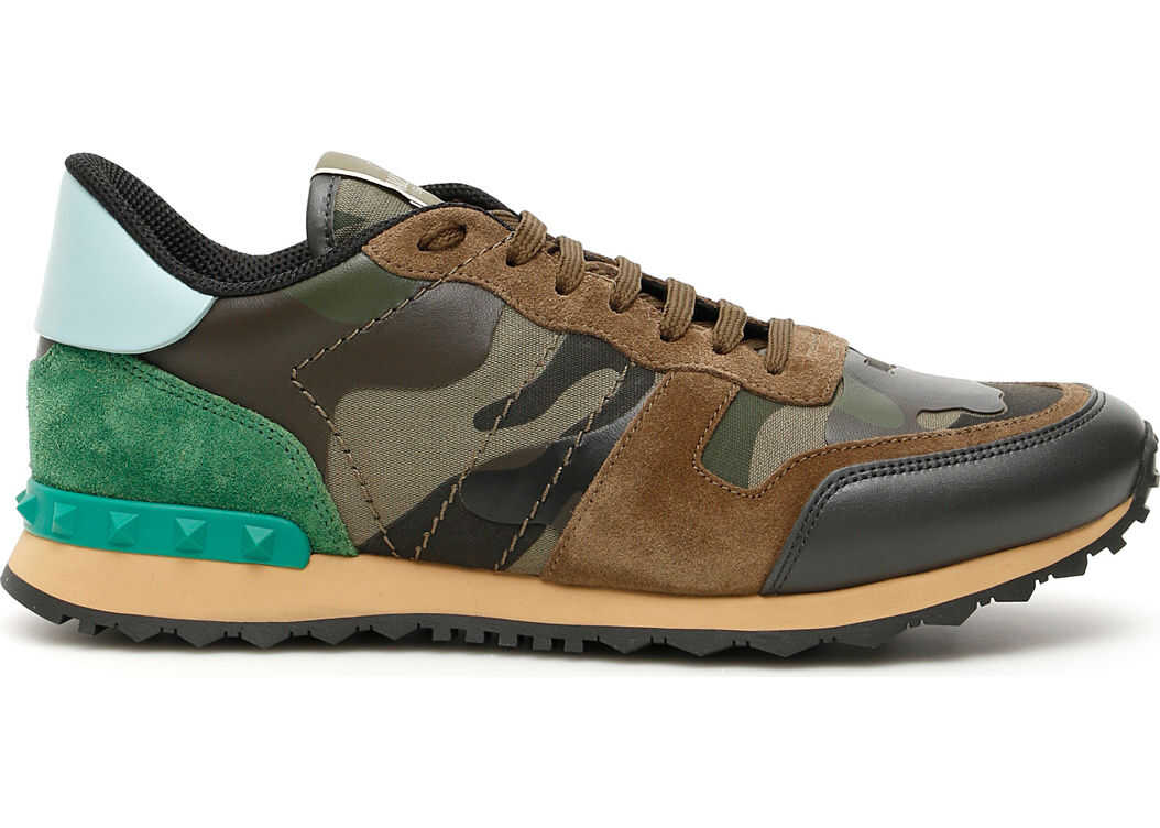 Valentino Garavani Camouflage Rockrunner Sneakers A GR BR WO A GR GRIGIO TURQUOIS BEIGE
