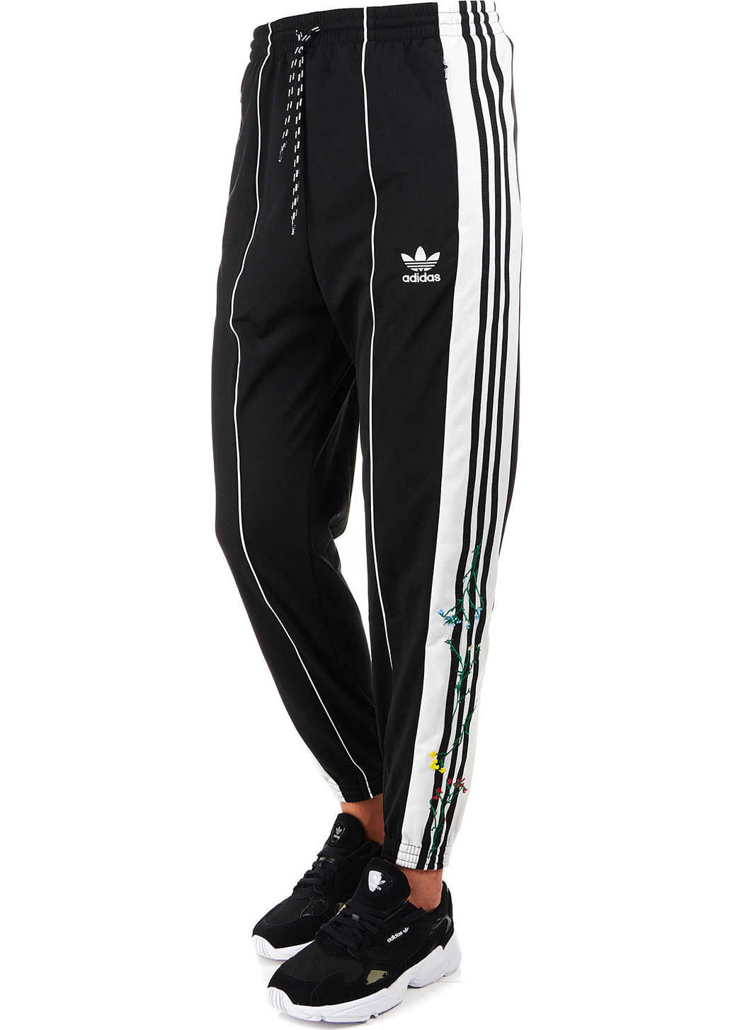adidas Originals Trackpants with floral embroideries Black