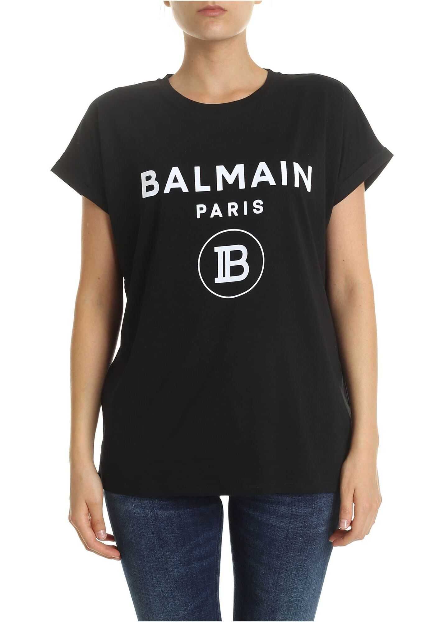 Balmain Black T-Shirt With Balmain Print Black