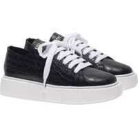 Sneakers Black Reptile Effect Sneakers Femei