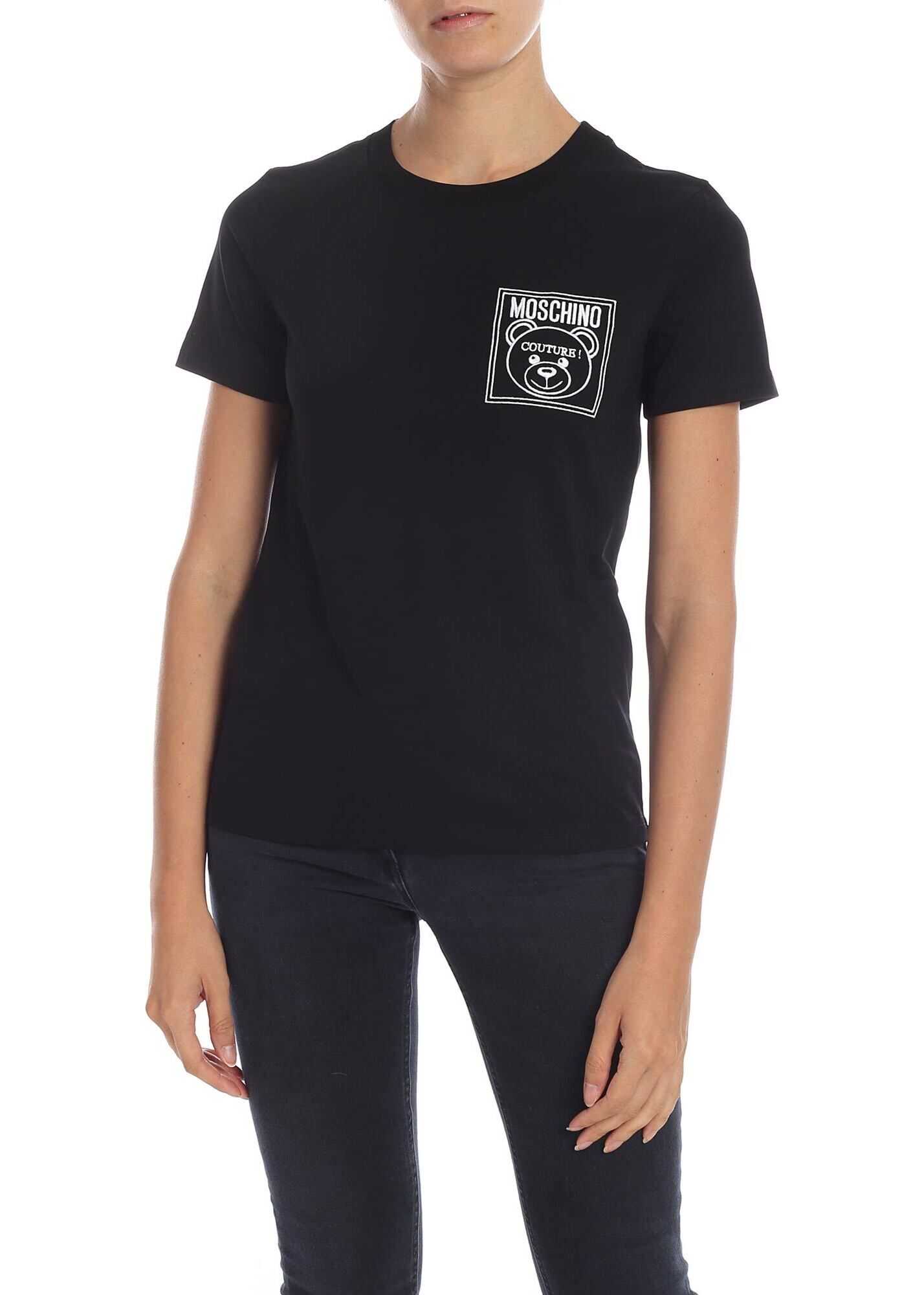 Moschino Teddy Label T-Shirt In Black Black
