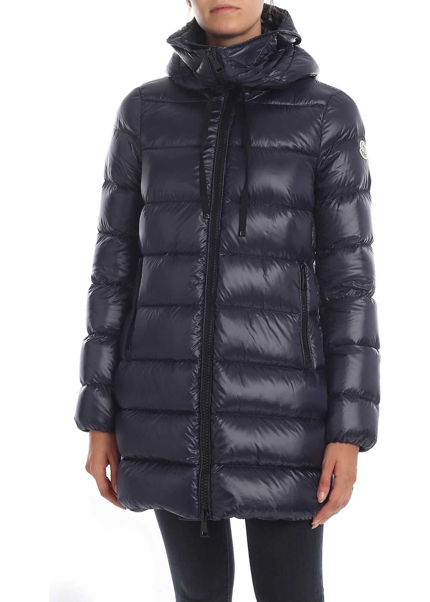 Moncler Suyen Hooded Down Jacket In Blue Blue