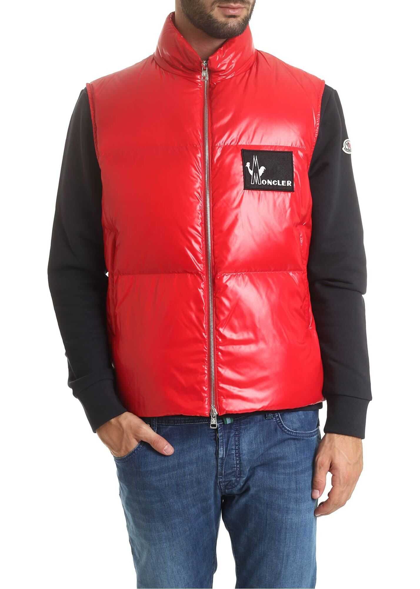 Moncler Banker Sleeveless Down Jacket In Red Red
