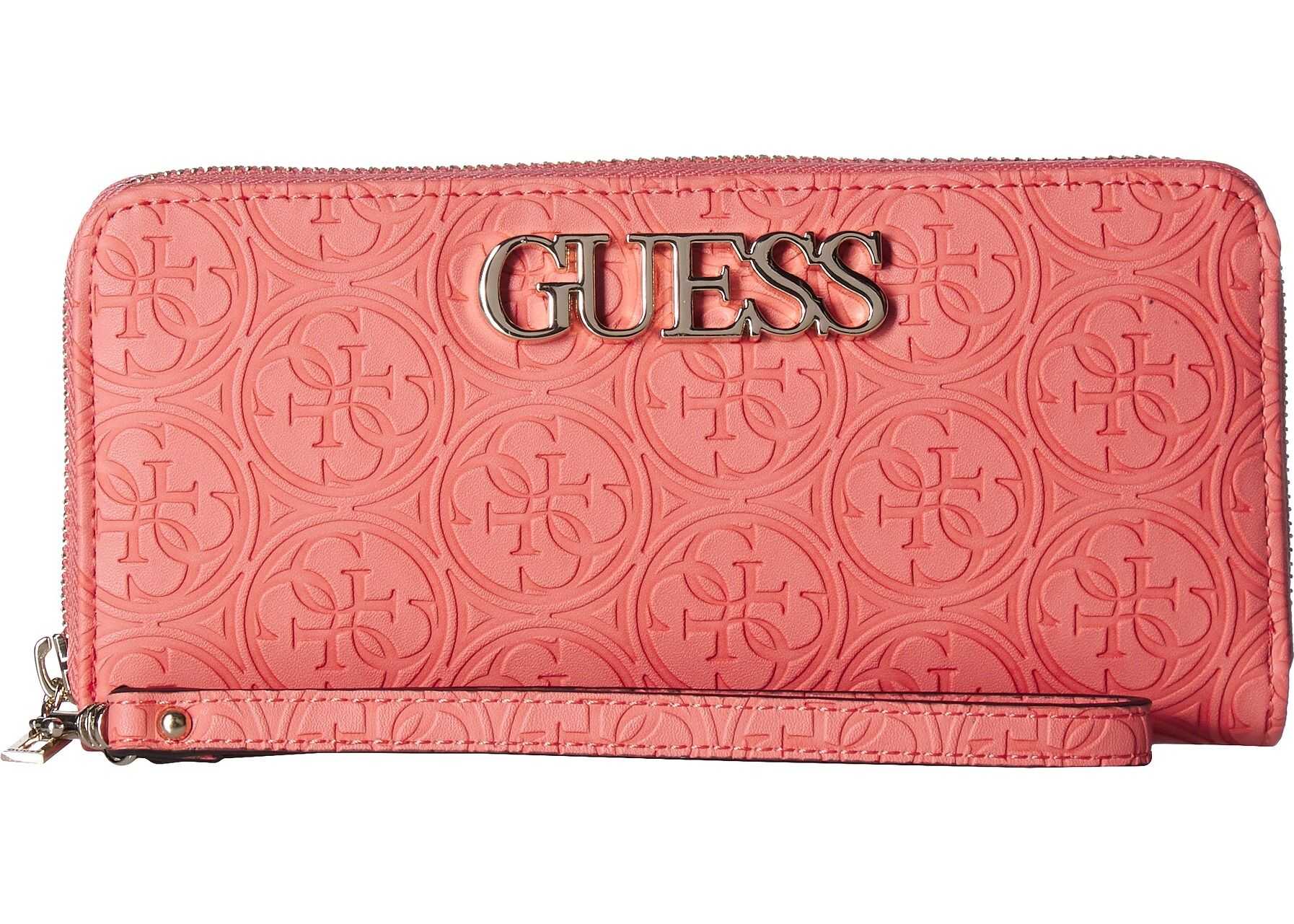 GUESS Heritage Pop SLG Large Zip Around Coral