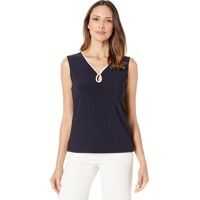 Maiouri Keyhole V-Neck Sleeveless Knit Tank Femei