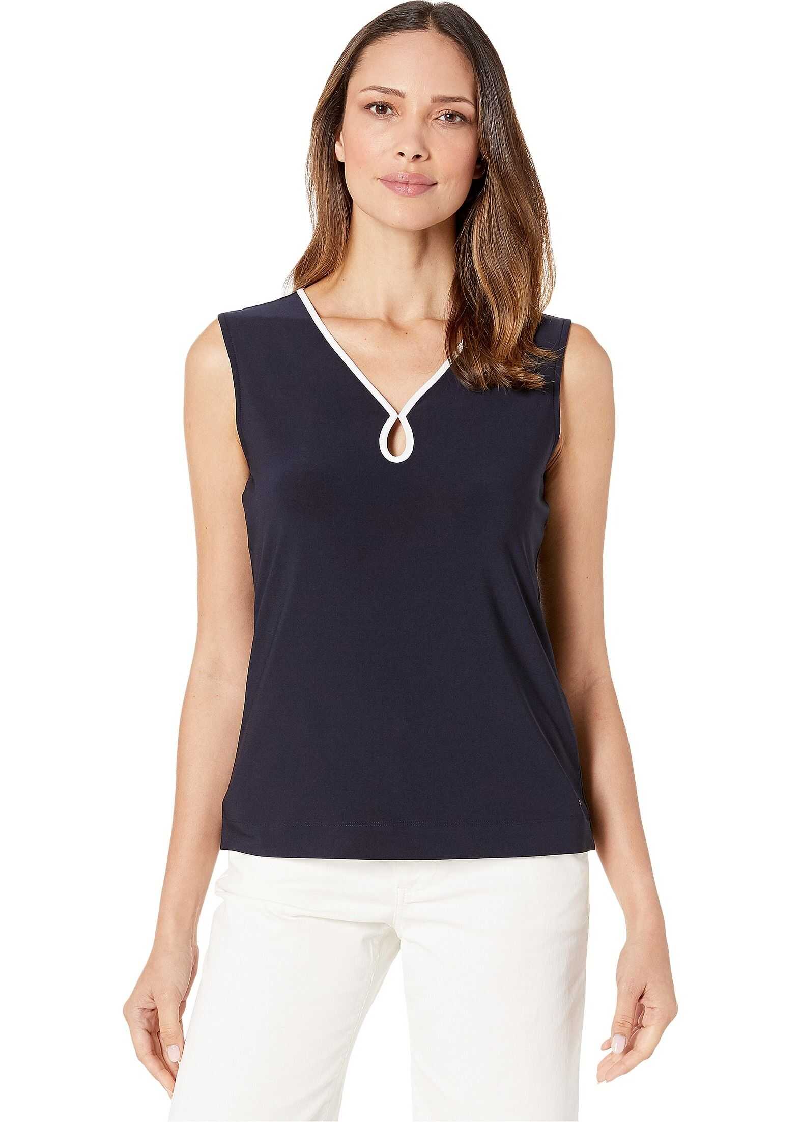 Tommy Hilfiger Keyhole V-Neck Sleeveless Knit Tank Midnight/Ivory