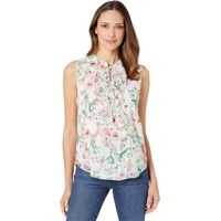 Bluze Floral Ruffle Front Sleeeveless Woven Blouse Femei