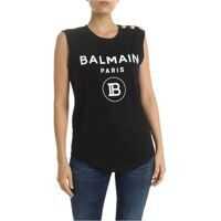 Bluze Balmain Print Top In Black Femei