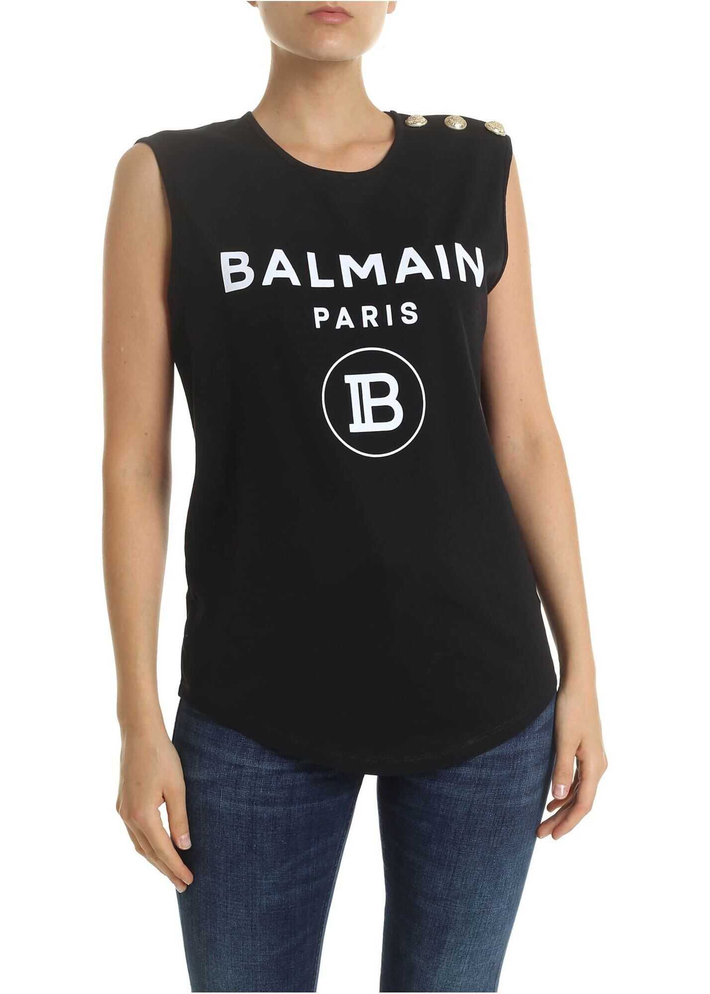 Balmain Balmain Print Top In Black Black