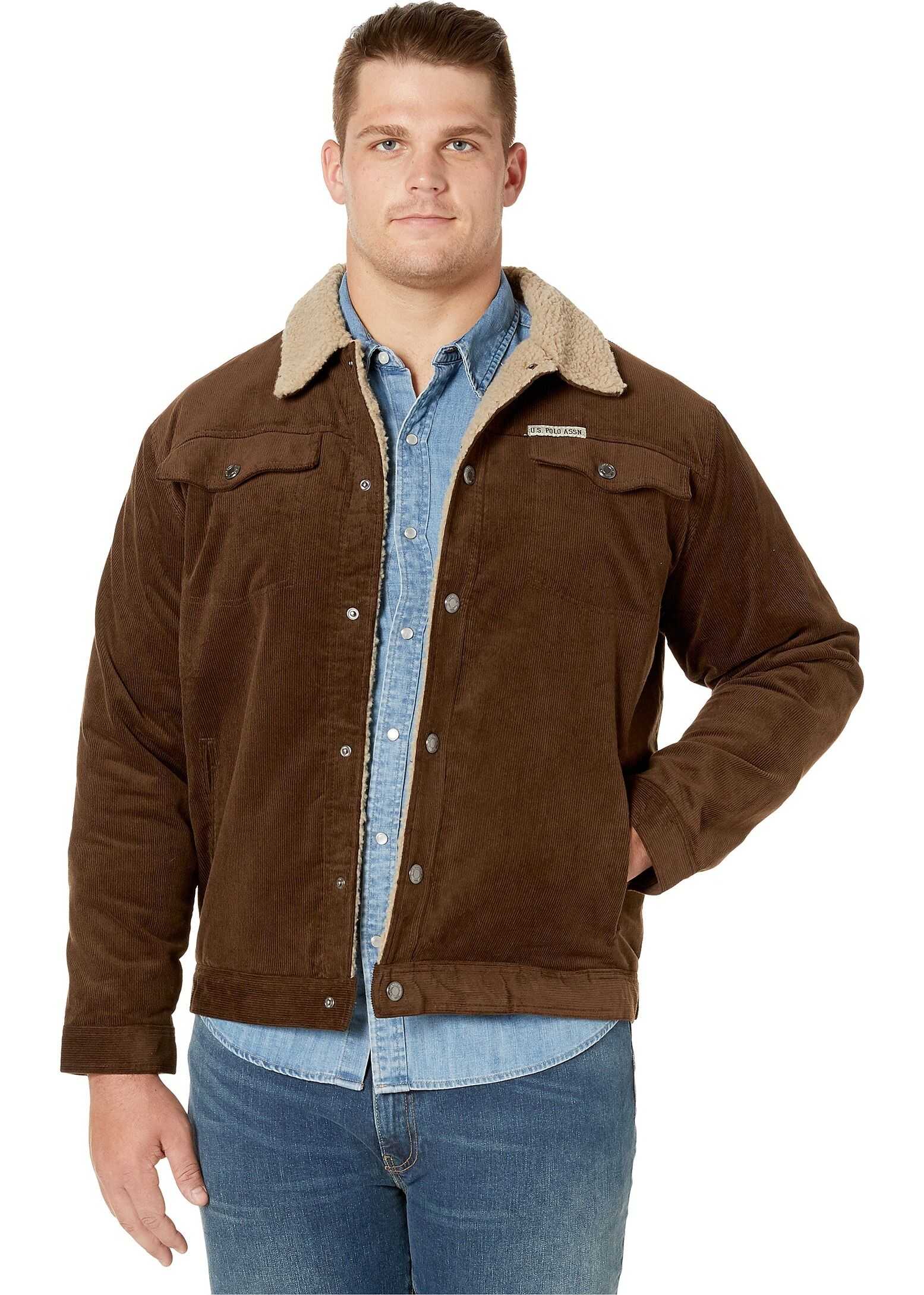 U.S. POLO ASSN. Big & Tall Corduroy Jean Jacket Dark Brown