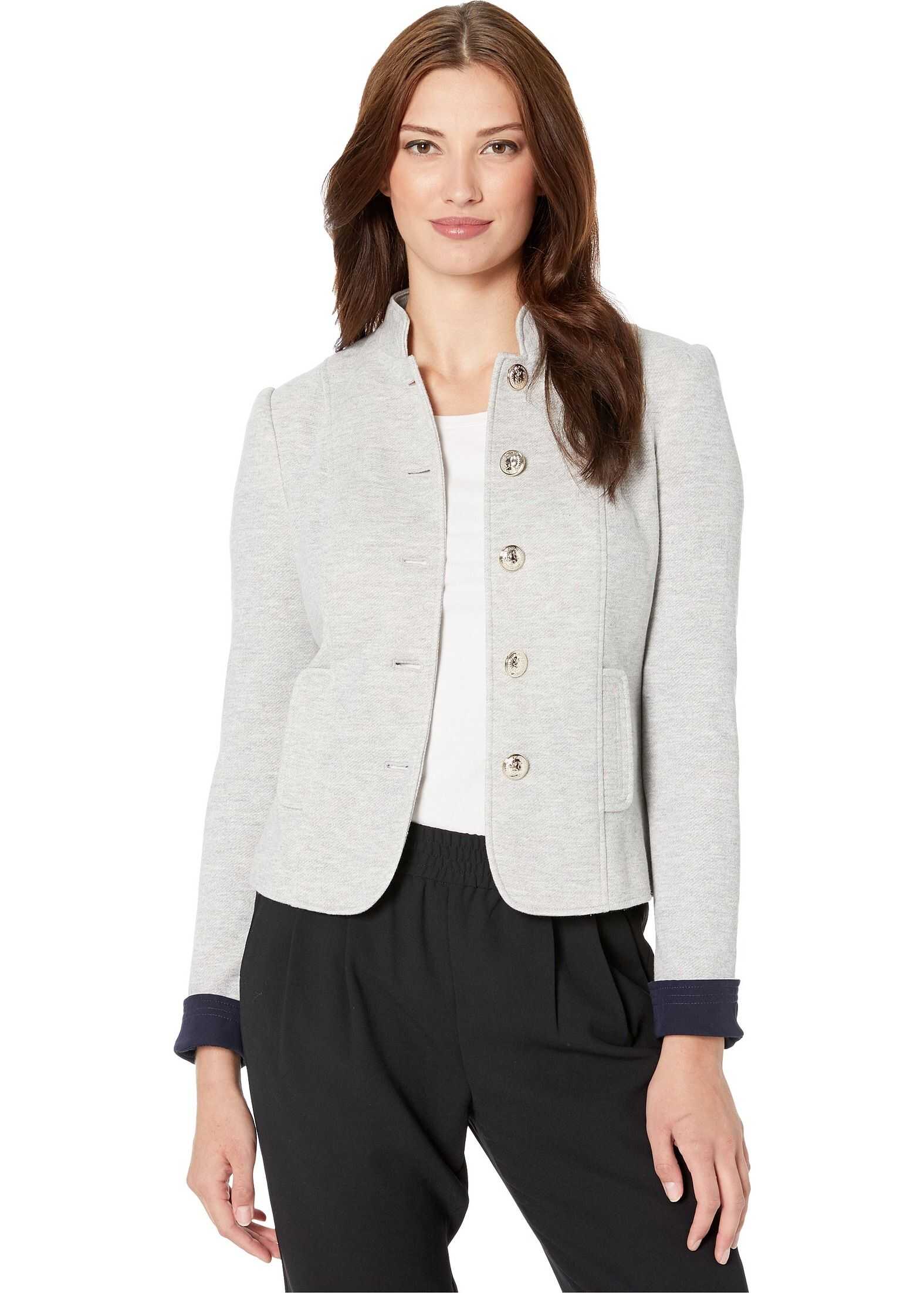 Tommy Hilfiger Rolled Sleeve Button Front Sweatshirting Jacket Grey/Midnight