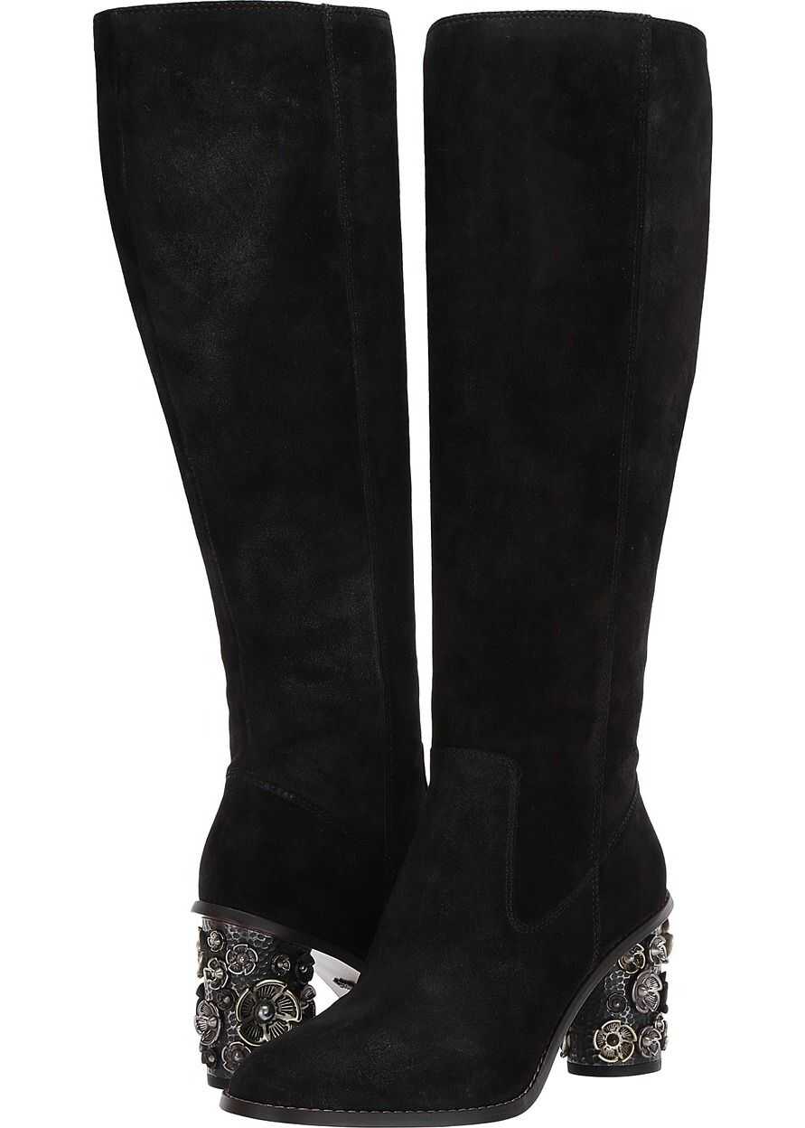 Cizma COACH Tea Rose Heel Boot - Suede Black
