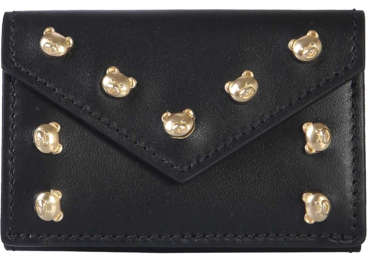 Moschino Wallet With Teddy Bear Studs BLACK