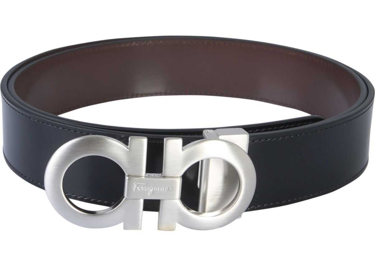 Salvatore Ferragamo Gancini Reversible Belt BLACK