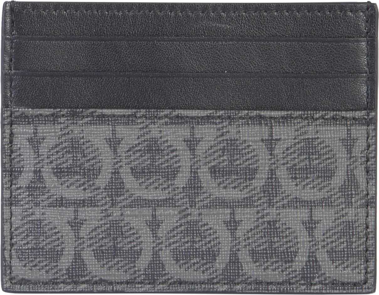 Salvatore Ferragamo Gancini Printed Card Holder BLACK