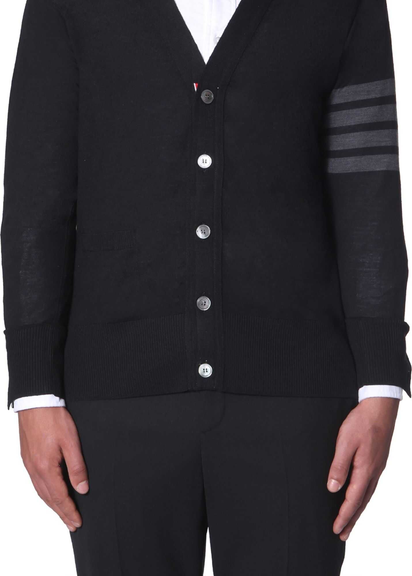 Thom Browne V-Neck Cardigan BLACK