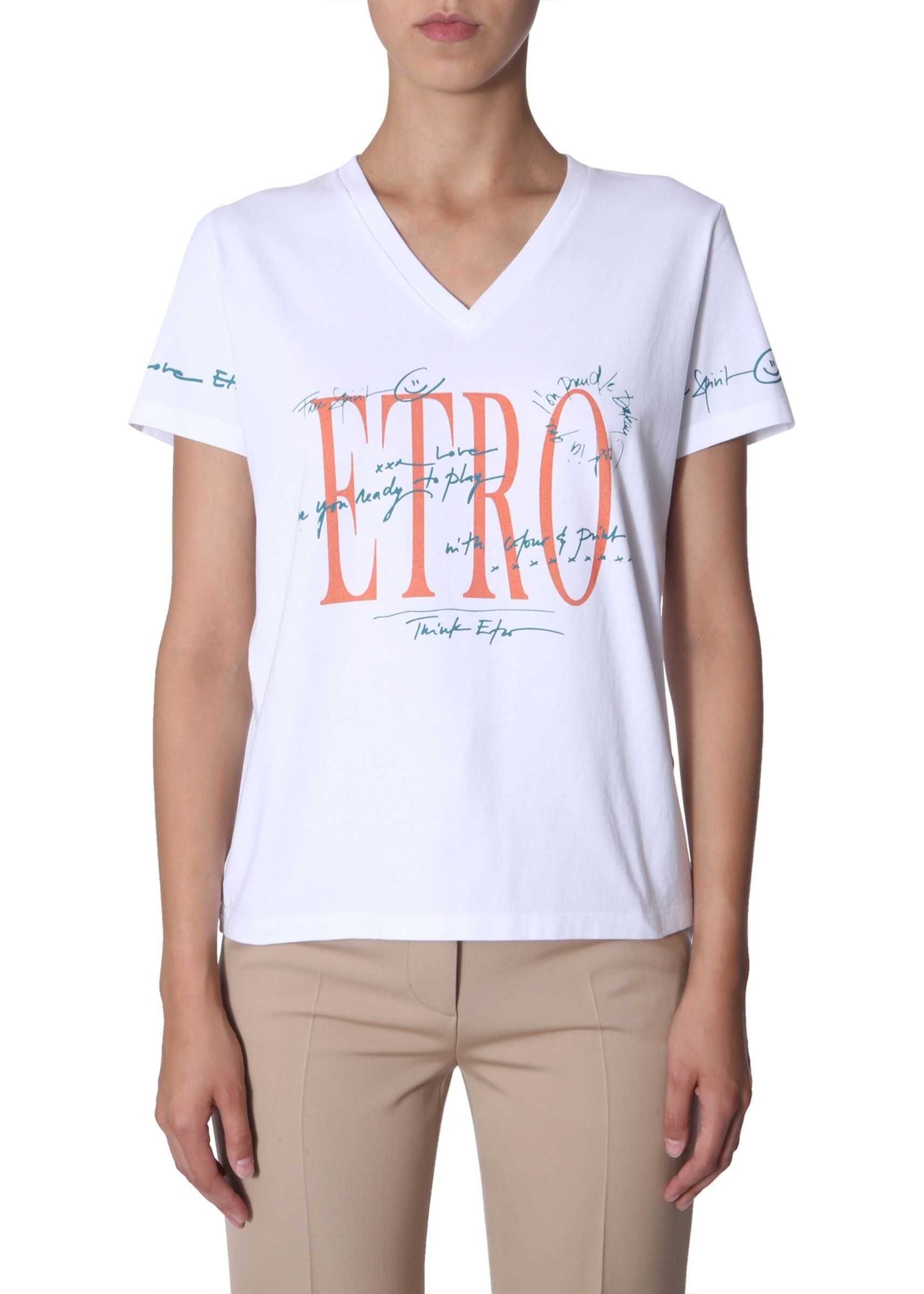 ETRO V-Neck T-Shirt WHITE