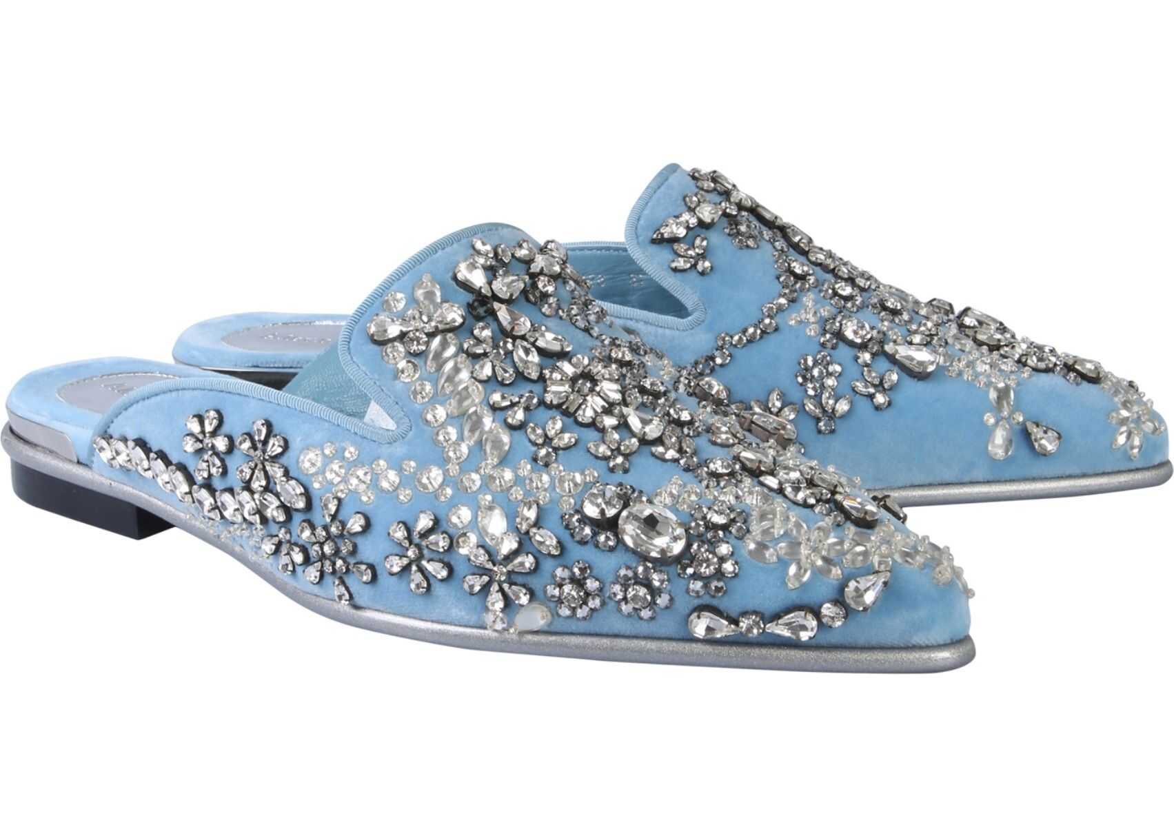Alexander McQueen Slipper With Crystals AZURE