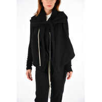Bluze de trening Rick Owens BLACK CROPPED HOODED WRAP SWEATSHIRT