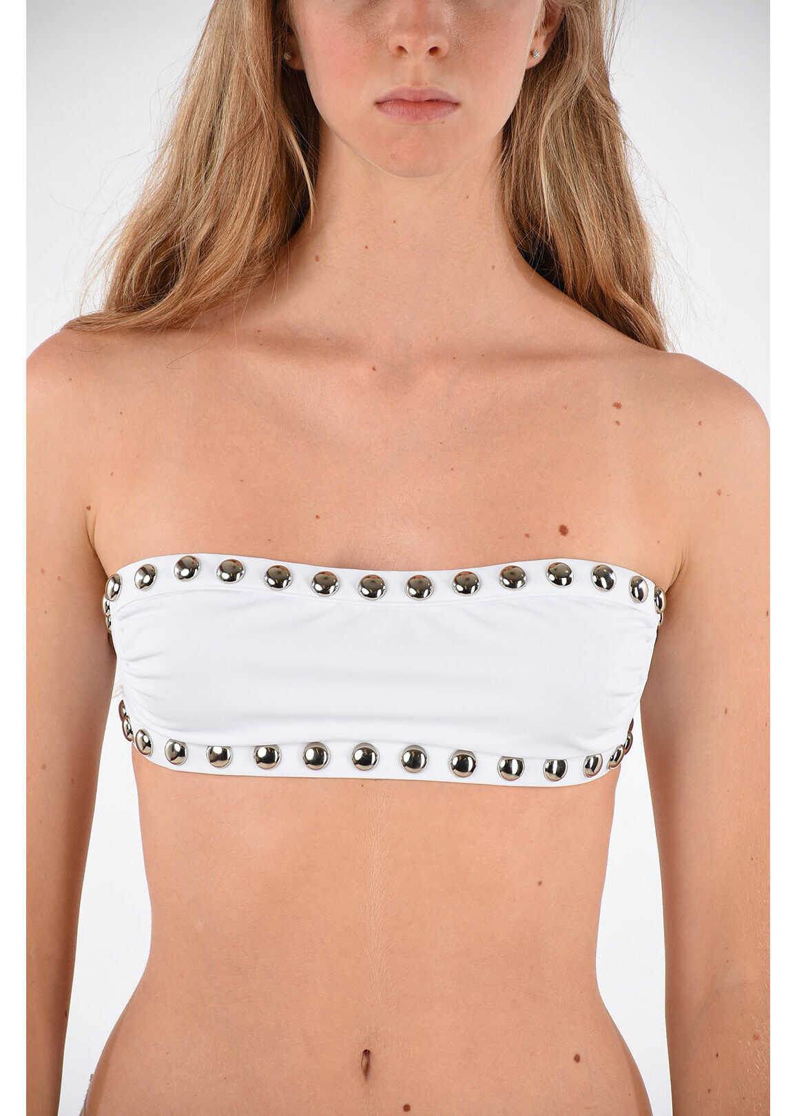 DSQUARED2 Band Stretch Bikini Bra With Studded WHITE