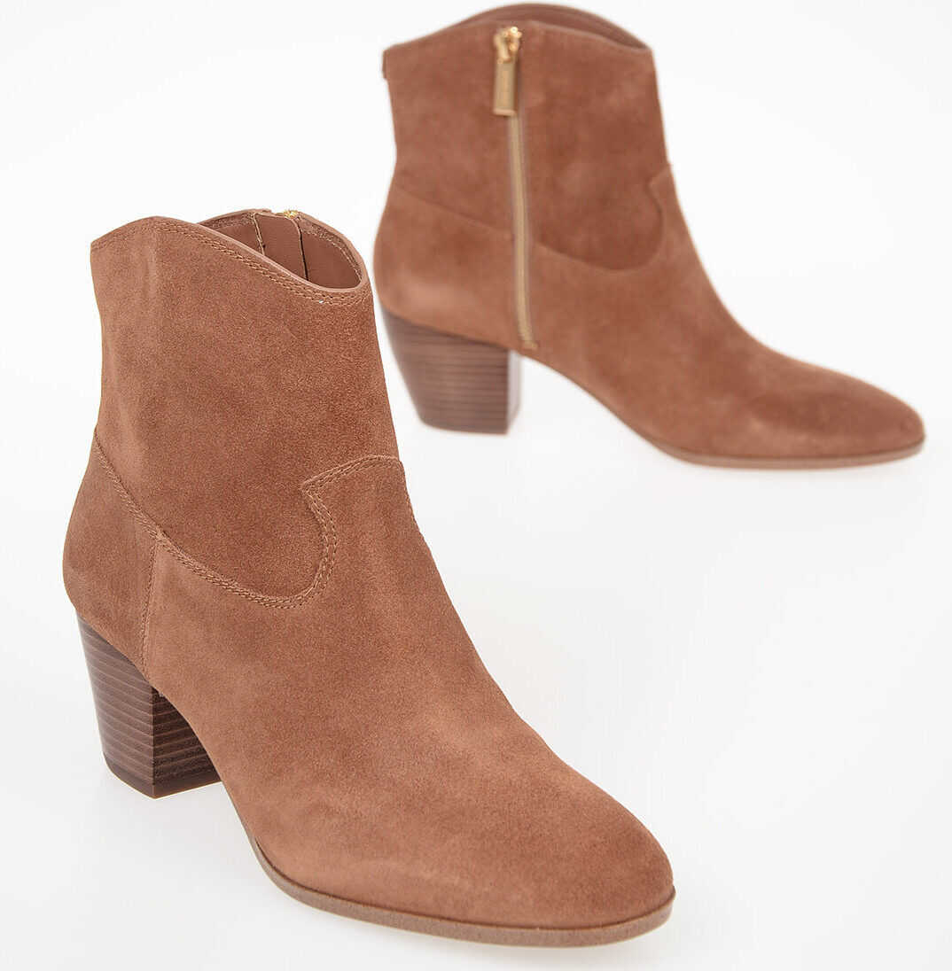 Michael Kors MICHAEL Suede Leather AVERY Ankle Boots BROWN