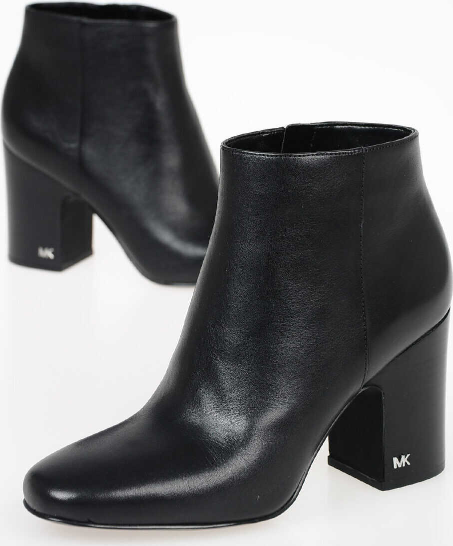 Michael Kors MICHAEL Leather ELAINE Ankle Boots 8cm BLACK