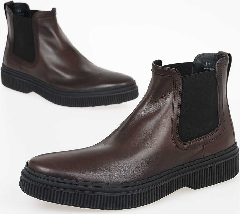 TOD'S Leather Ankle Boots BROWN