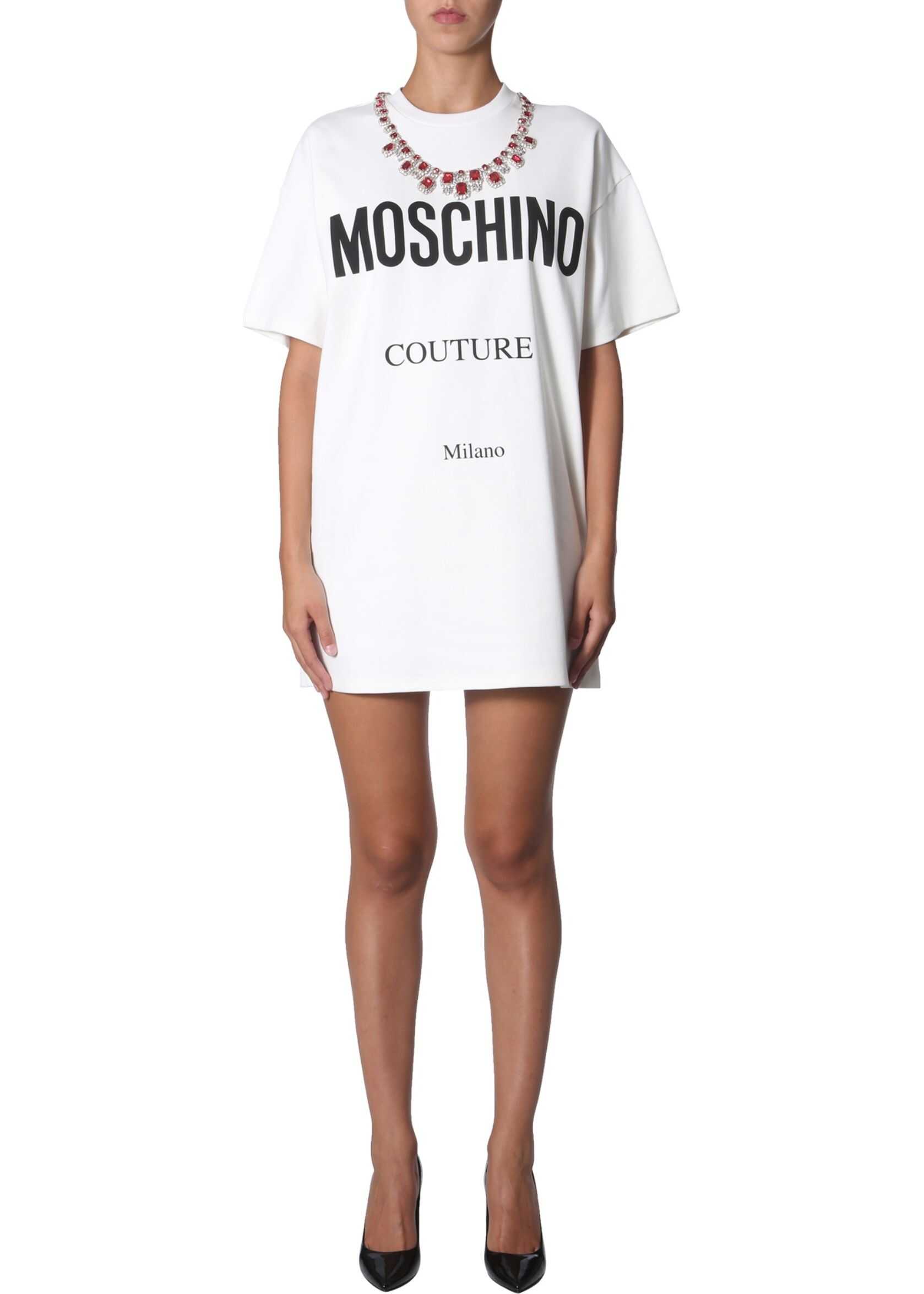 Moschino Crew Neck Dress WHITE