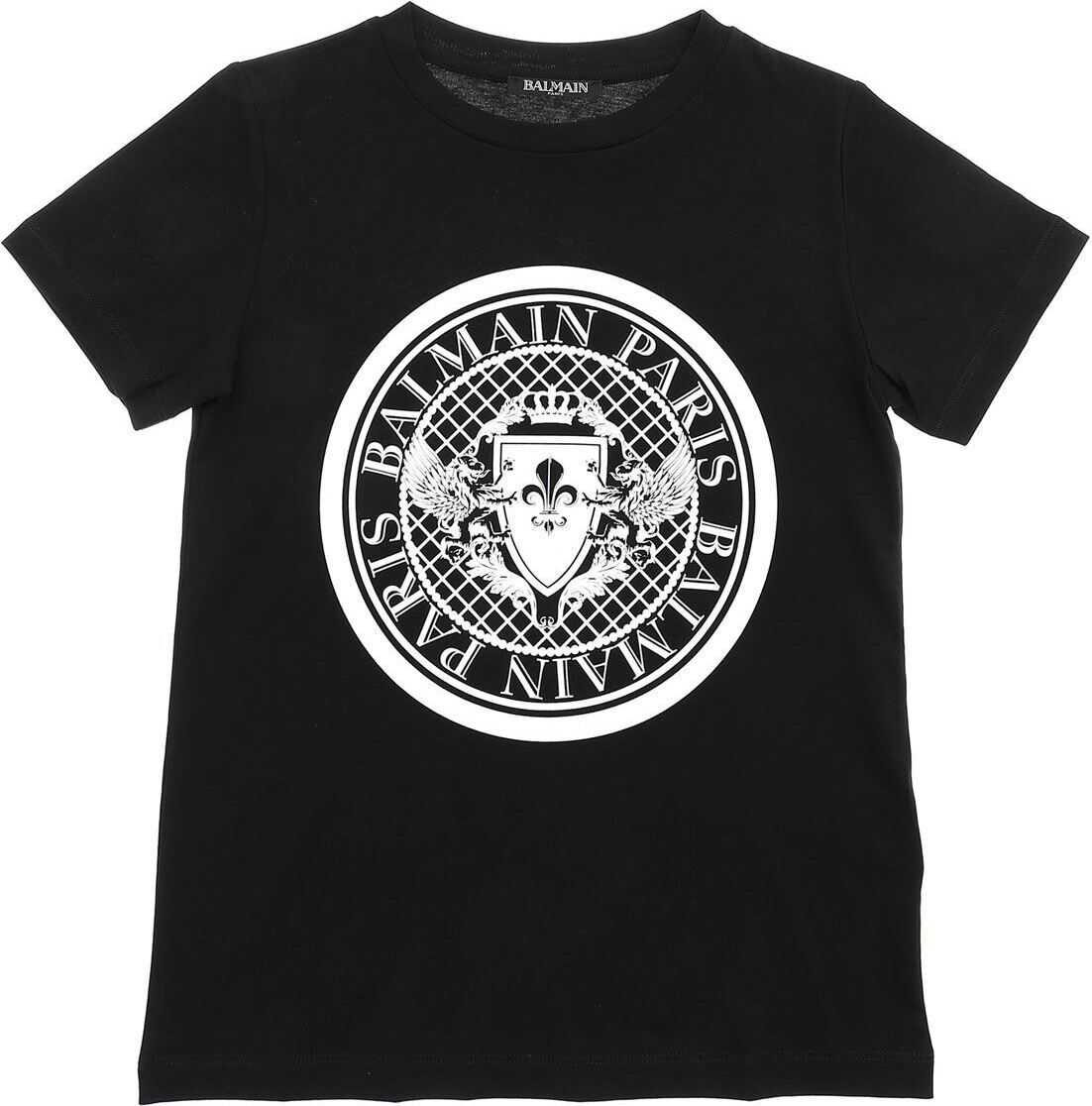 Balmain Black T-Shirt With Medallion Logo Print Black