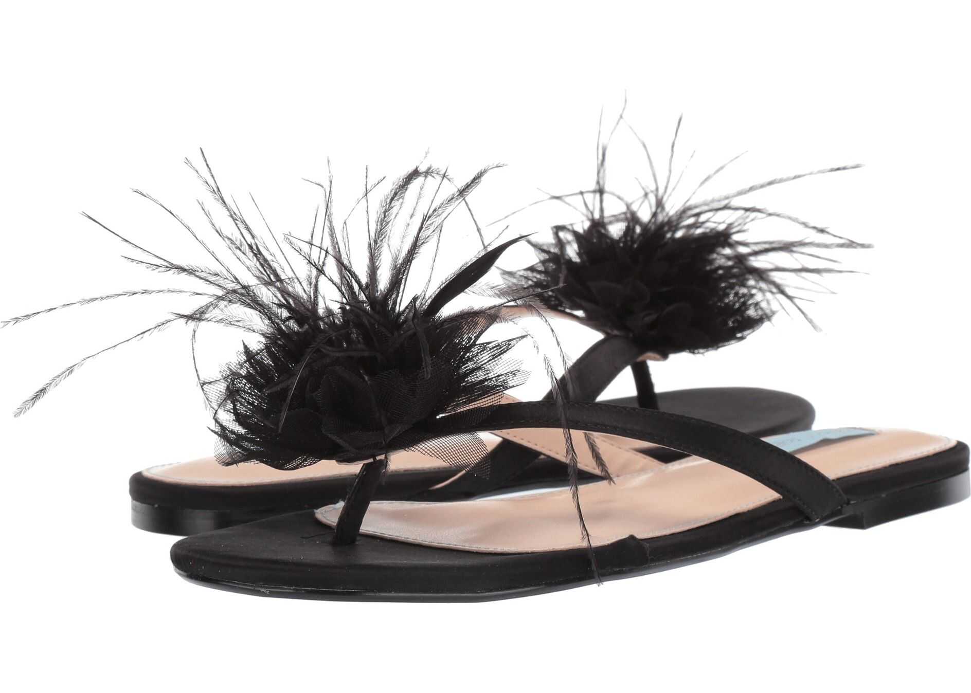 Blue by Betsey Johnson Tulia Flat Sandal Black Satin