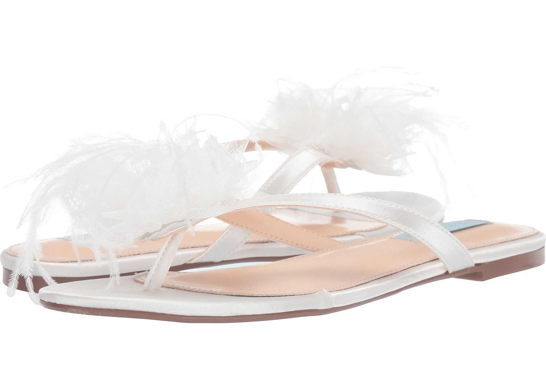 Blue by Betsey Johnson Tulia Flat Sandal Ivory Satin