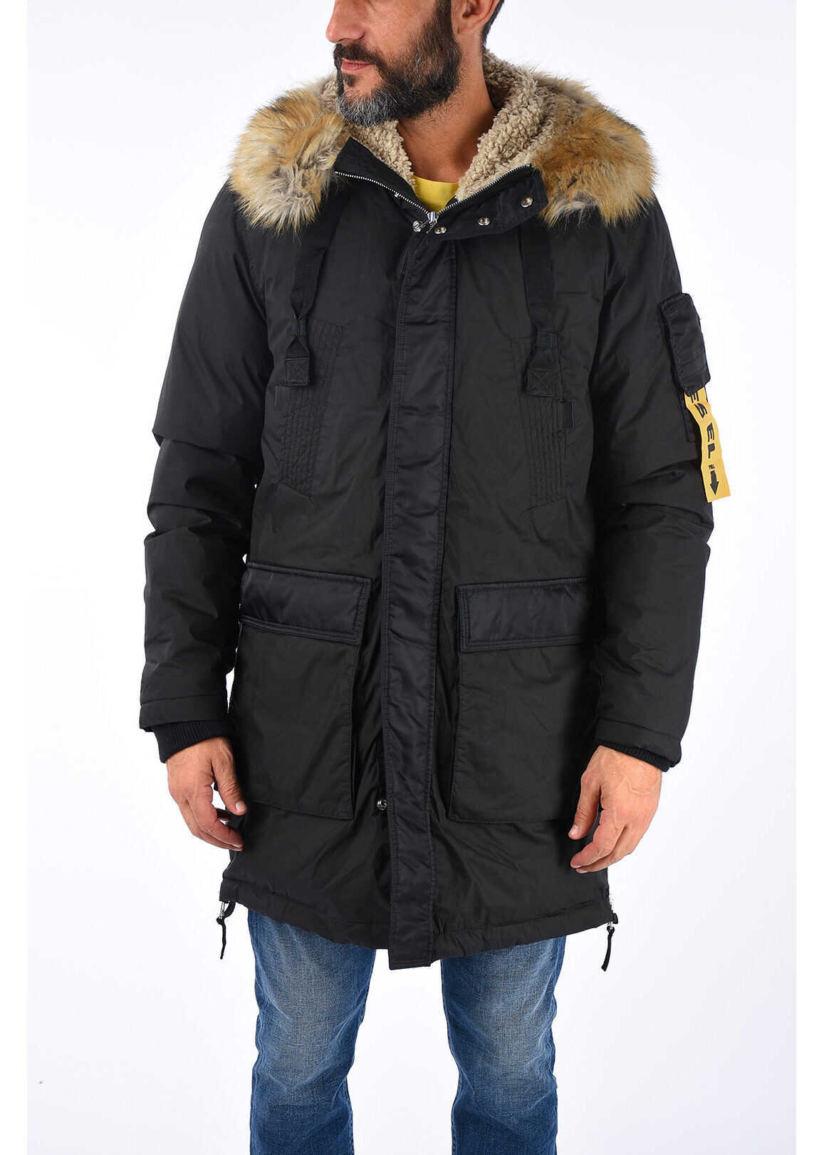 Diesel Cotton and Nylon W-BULLION Jacket BLACK