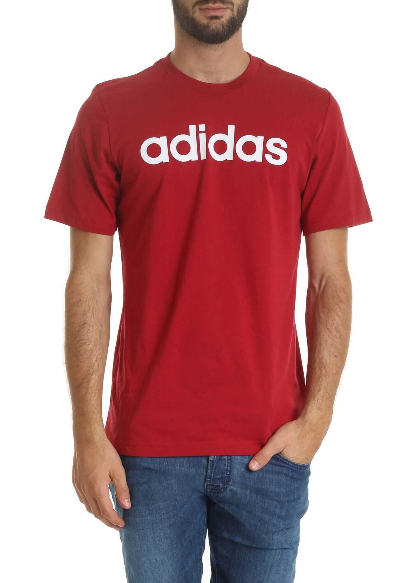 adidas E Lin Crewneck T-Shirt In Dark Red Red