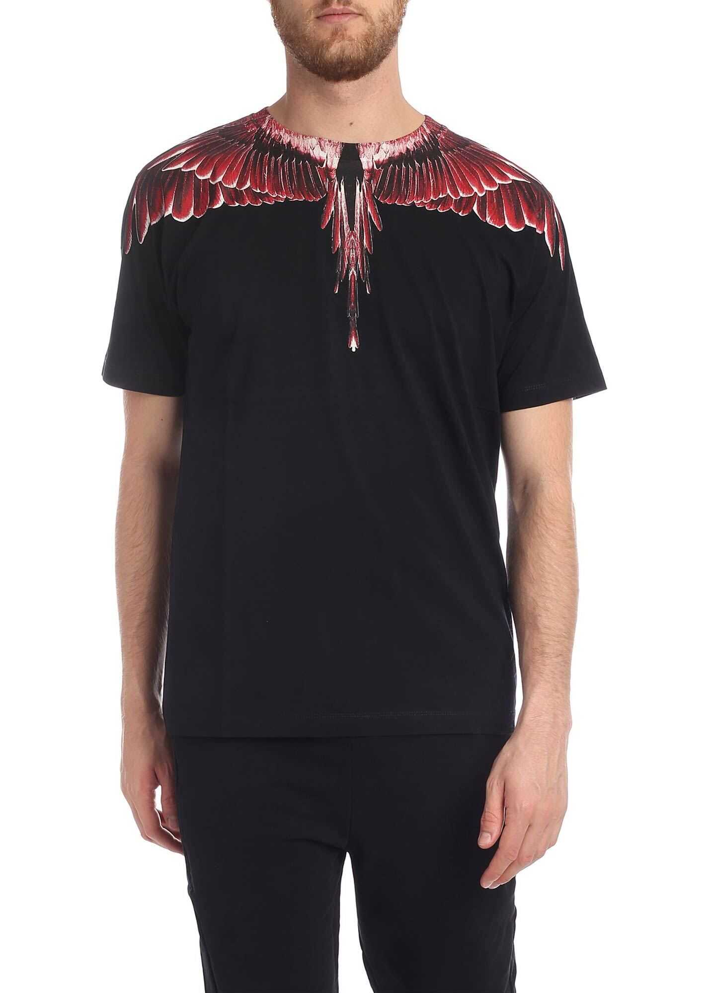 Marcelo Burlon Red Ghost Wings T-Shirt In Black Black