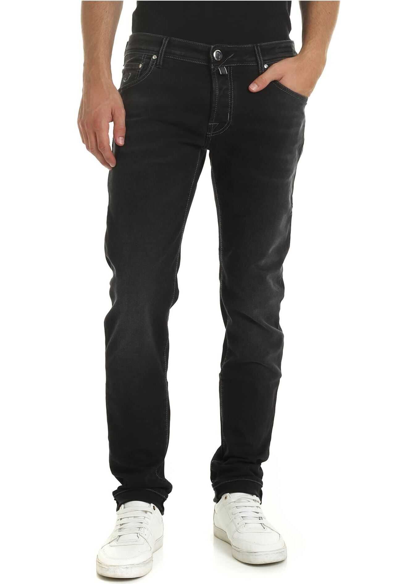 Blug Jacob Cohen Faded Jeans In Black Black